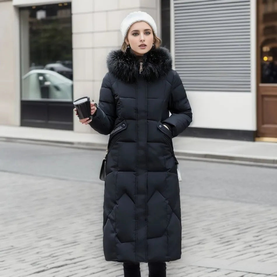 Celine Women's Long Puffer Coat | Lightweight Down Insulation, Elegant Winter Warmth 7
