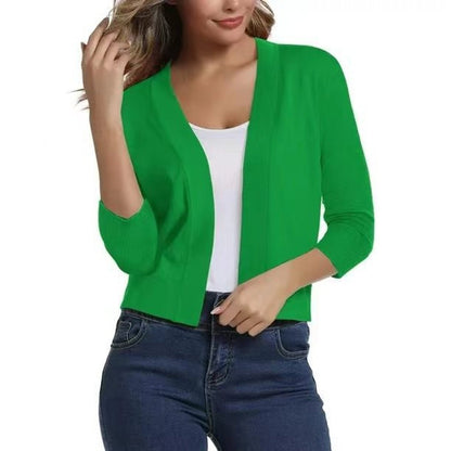 Celine Women's White Cardigan | Open Front, 3/4 Sleeves, Loose Fit 2