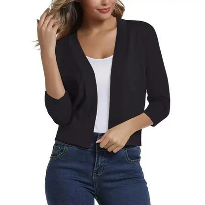 Celine Women's White Cardigan | Open Front, 3/4 Sleeves, Loose Fit 3