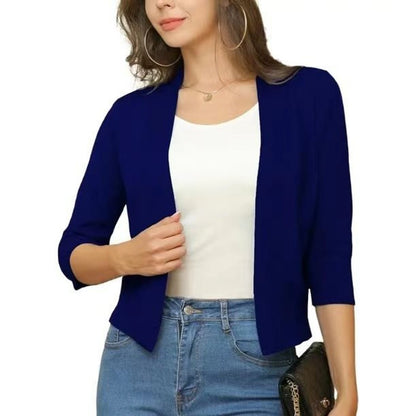 Celine Women's White Cardigan | Open Front, 3/4 Sleeves, Loose Fit 4