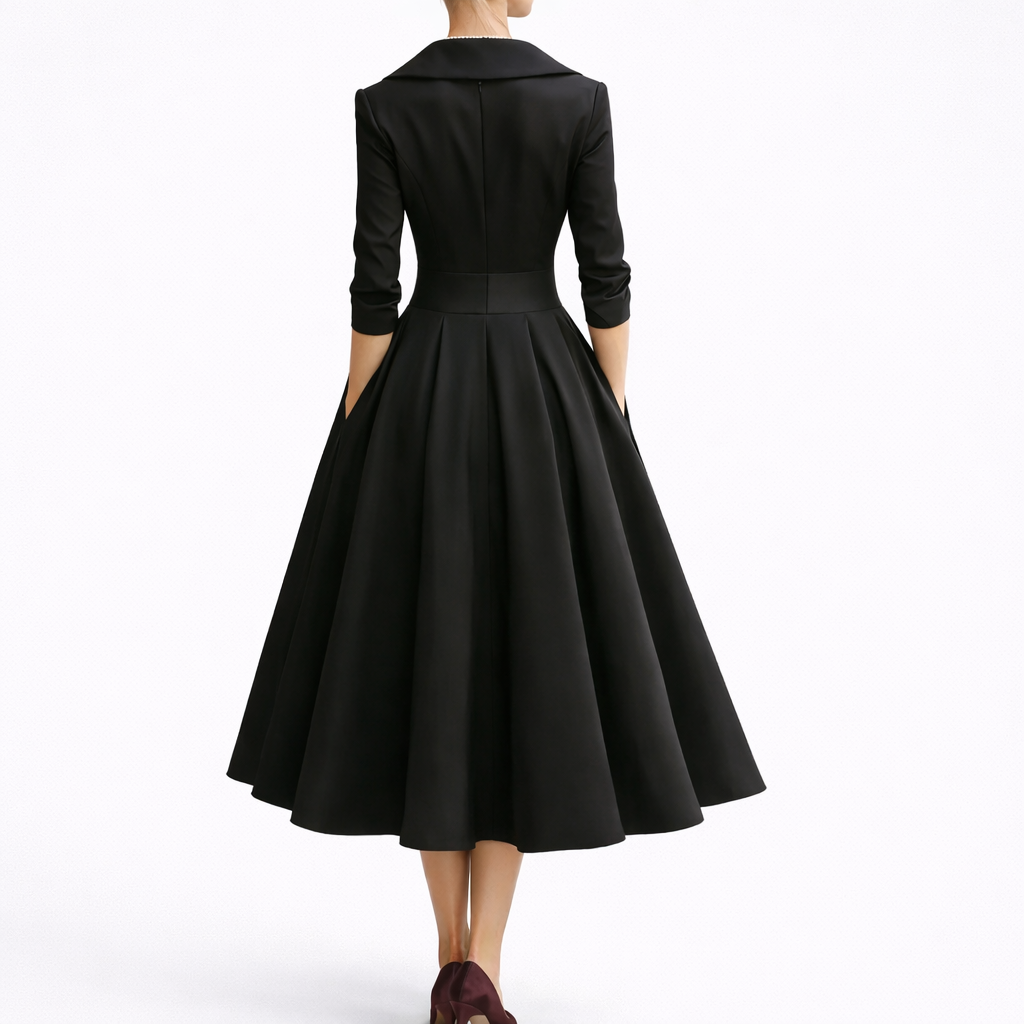 Chara Women's Midi Dress with Structured Bodice and A-Line Skirt 1