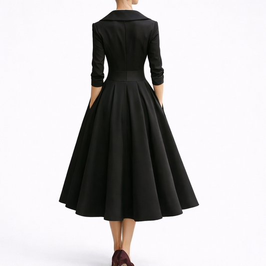 Chara Women's Midi Dress with Structured Bodice and A-Line Skirt 1