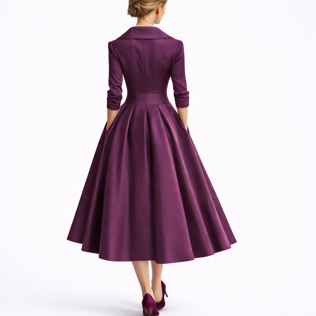 Chara Women's Midi Dress with Structured Bodice and A-Line Skirt 6