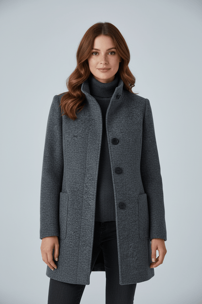 Charlotte Women's Wool Coat | Tailored Fit, Stand Collar 0
