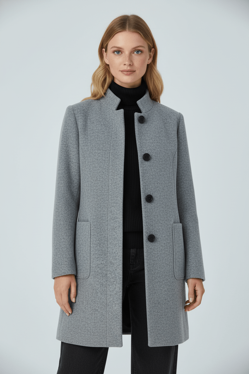 Charlotte Women's Wool Coat | Tailored Fit, Stand Collar 1