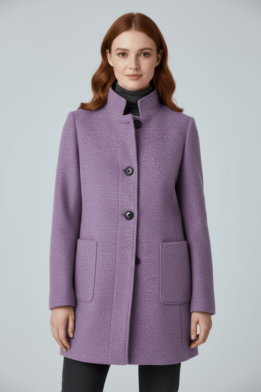 Charlotte Women's Wool Coat | Tailored Fit, Stand Collar 4