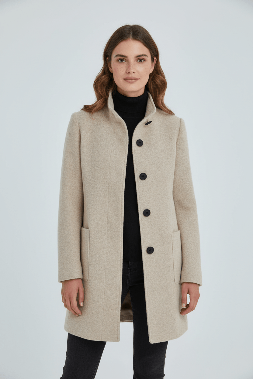Charlotte Women's Wool Coat | Tailored Fit, Stand Collar 5