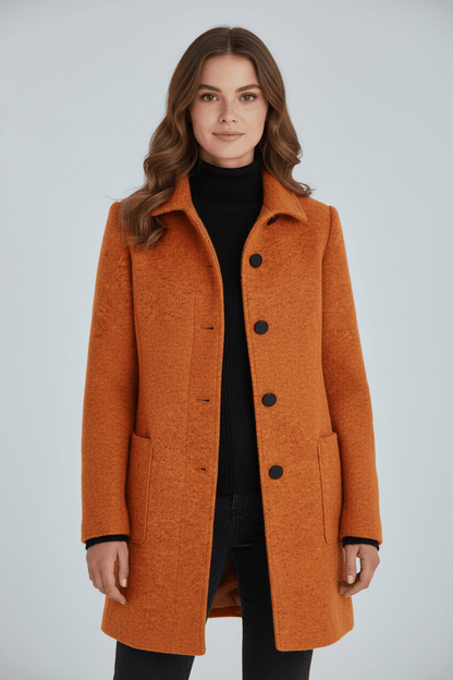 Charlotte Women's Wool Coat | Tailored Fit, Stand Collar 9