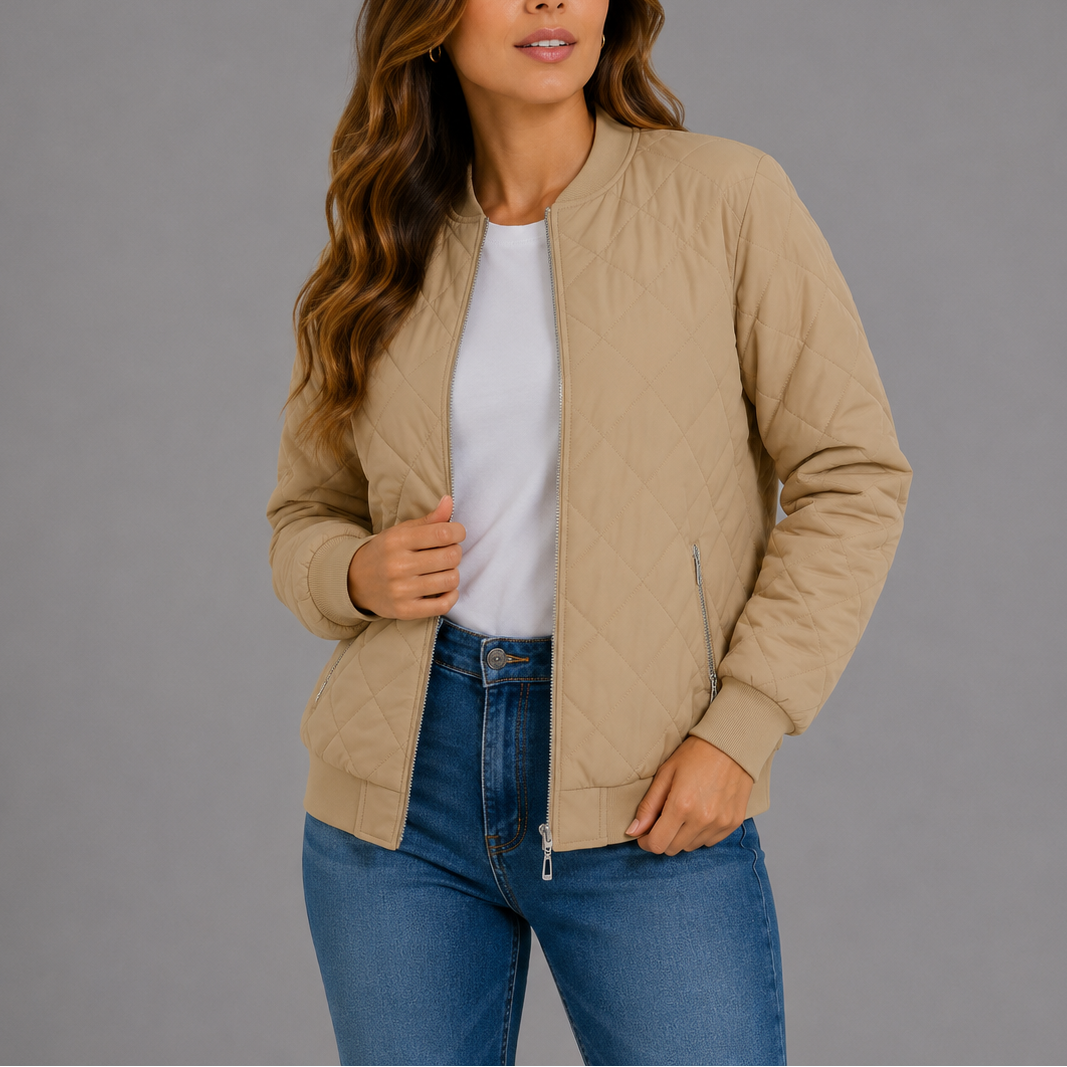 Clara Women's Jacket | Quilted Bomber, Lightweight Diamond Pattern 12
