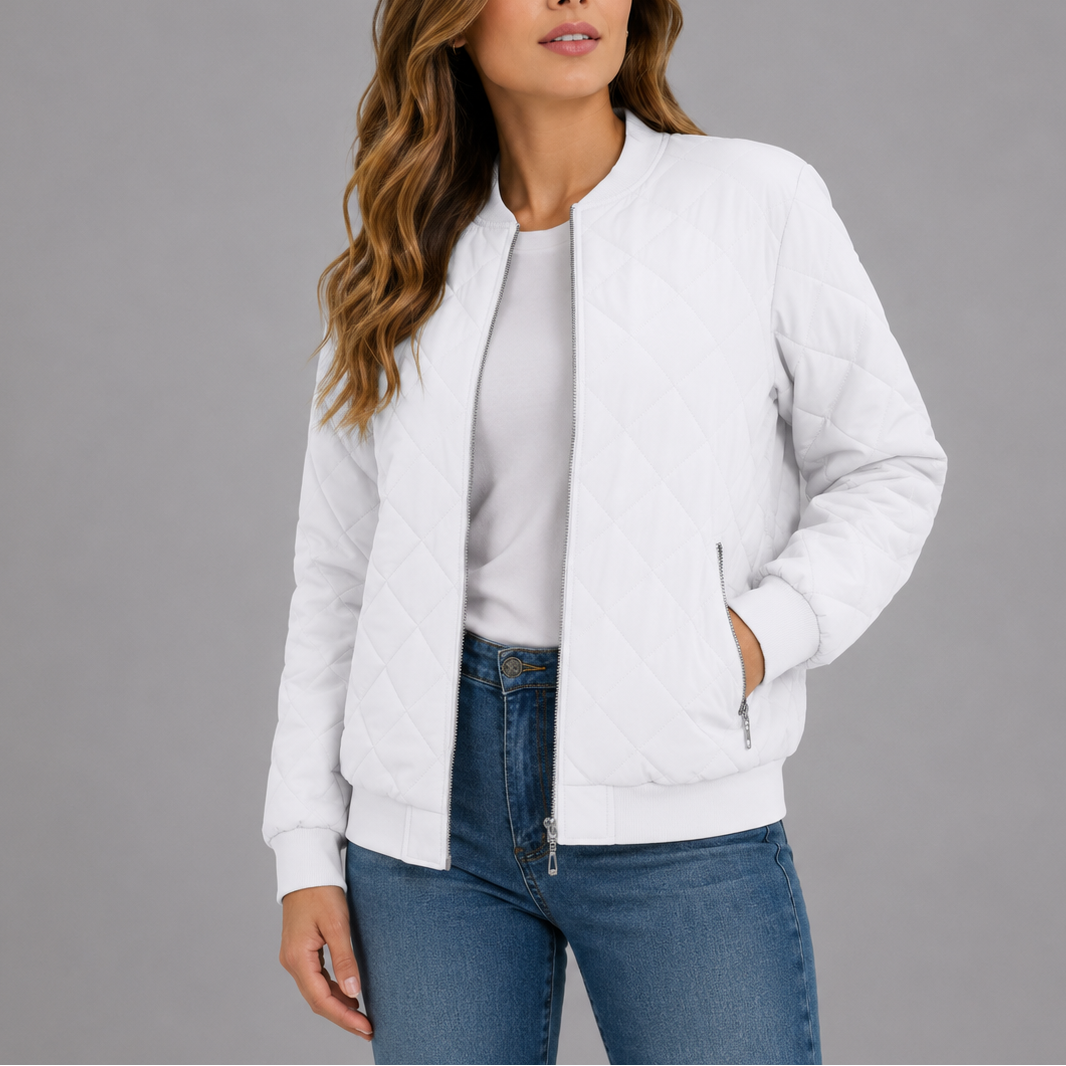 Clara Women's Jacket | Quilted Bomber, Lightweight Diamond Pattern 2