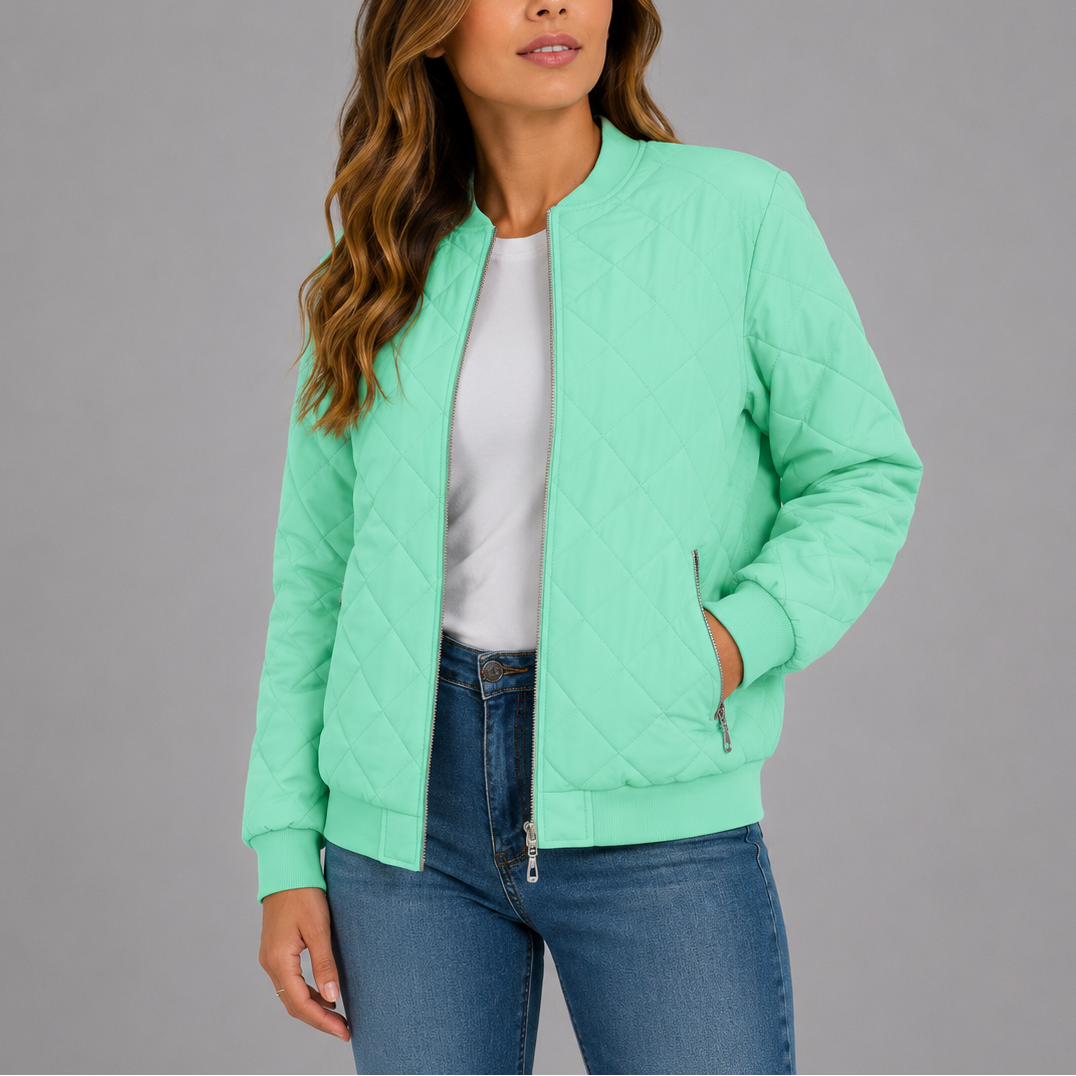 Clara Women's Jacket | Quilted Bomber, Lightweight Diamond Pattern 3