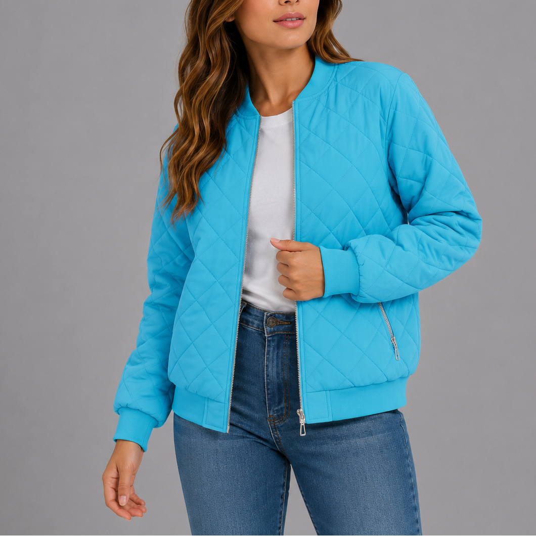Clara Women's Jacket | Quilted Bomber, Lightweight Diamond Pattern 6