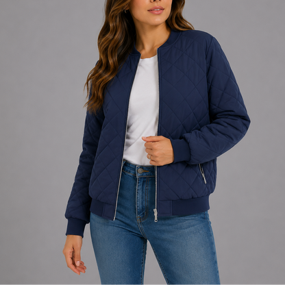 Clara Women's Jacket | Quilted Bomber, Lightweight Diamond Pattern 7