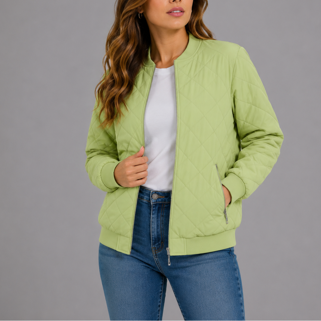Clara Women's Jacket | Quilted Bomber, Lightweight Diamond Pattern 8