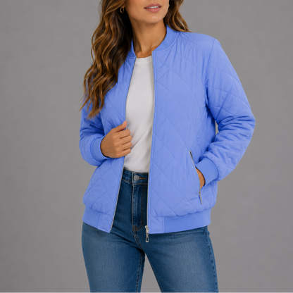 Clara Women's Jacket | Quilted Bomber, Lightweight Diamond Pattern 9