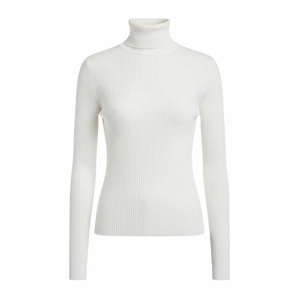 Clara Women's Turtleneck Knit Top | Soft Stretch Fabric, Slim Fit 1