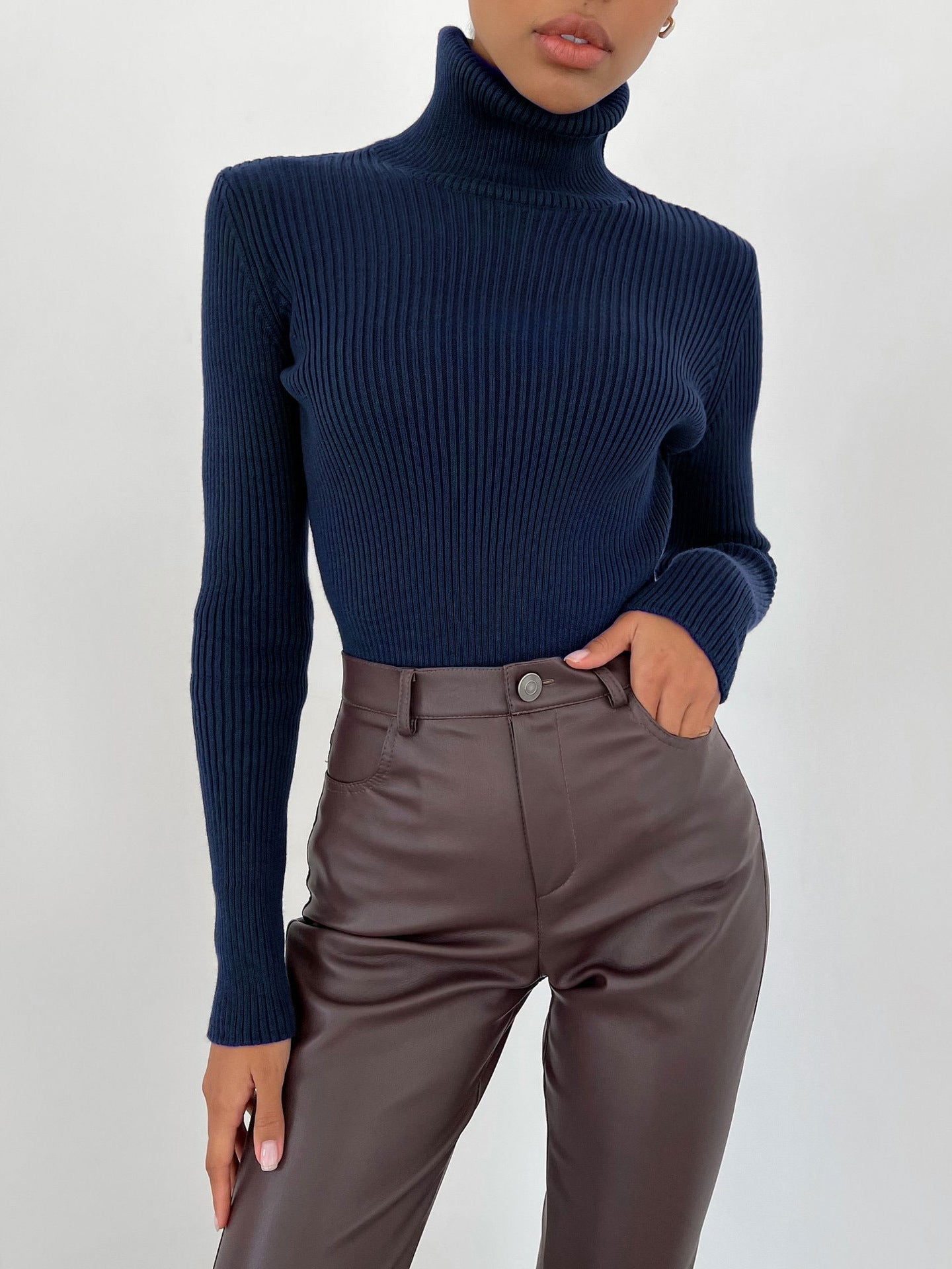 Clara Women's Turtleneck Knit Top | Soft Stretch Fabric, Slim Fit 12