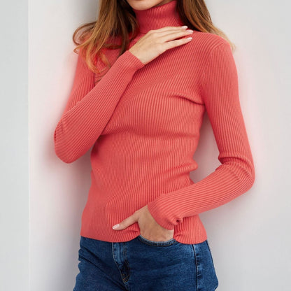 Clara Women's Turtleneck Knit Top | Soft Stretch Fabric, Slim Fit 14