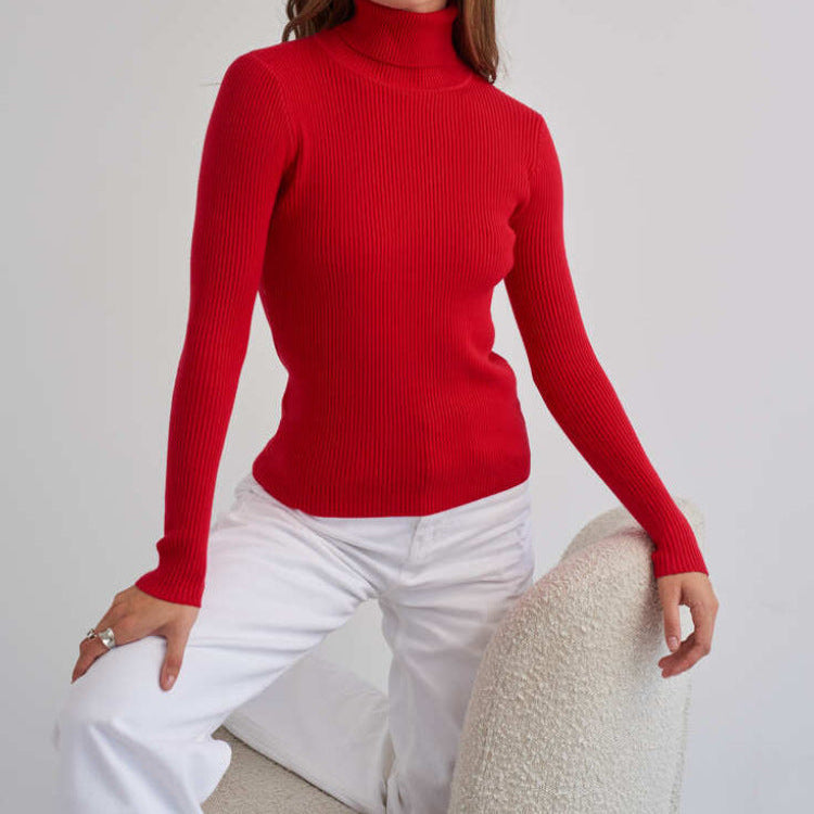 Clara Women's Turtleneck Knit Top | Soft Stretch Fabric, Slim Fit 6