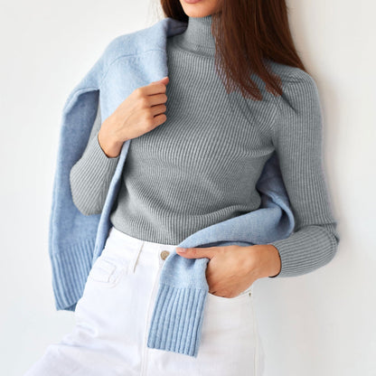 Clara Women's Turtleneck Knit Top | Soft Stretch Fabric, Slim Fit 8