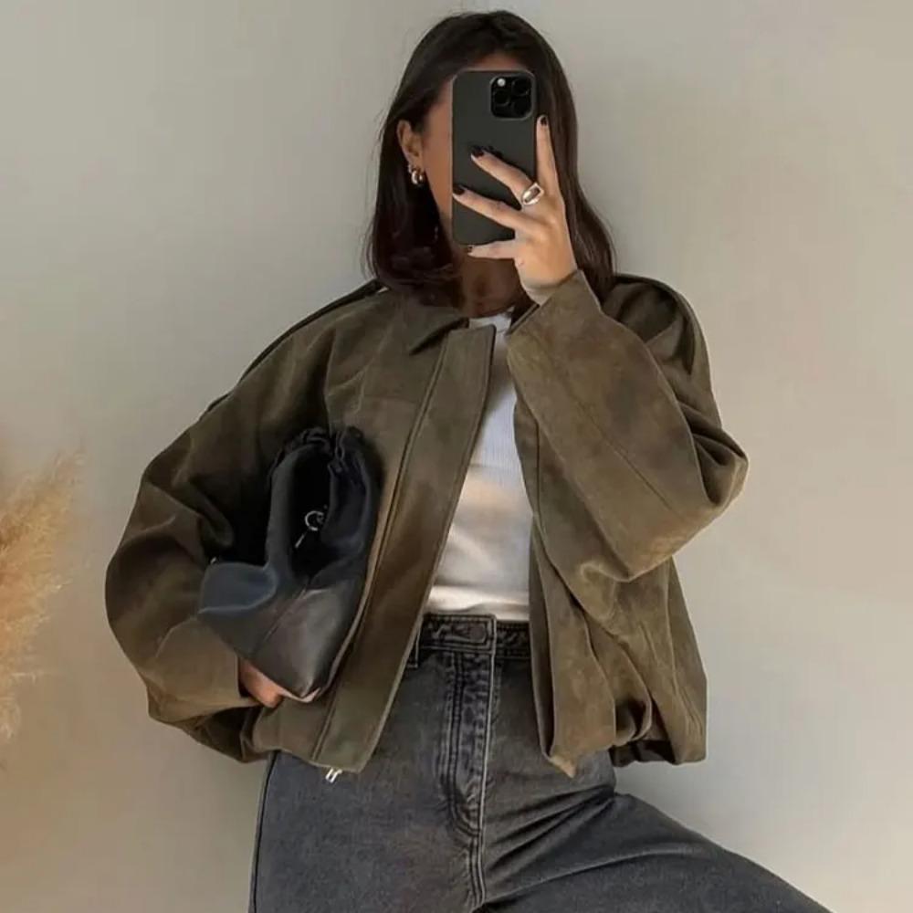 Cleo Women's Bomber Jacket | Oversized Cropped, Polyester 3