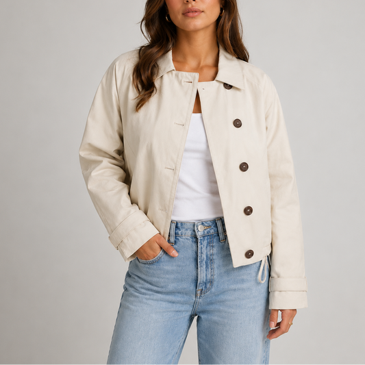 Cleo Women's Cropped Jacket | Lightweight Fabric, Classic Collar 0