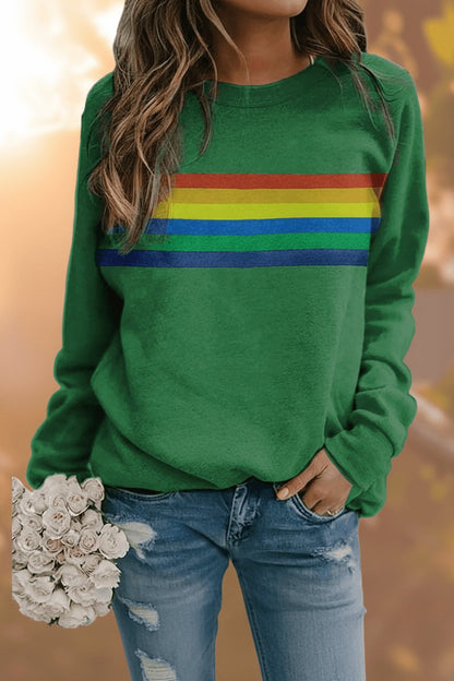 Cleo Women’s Sweatshirt with Rainbow Stripe and Long Sleeves 7