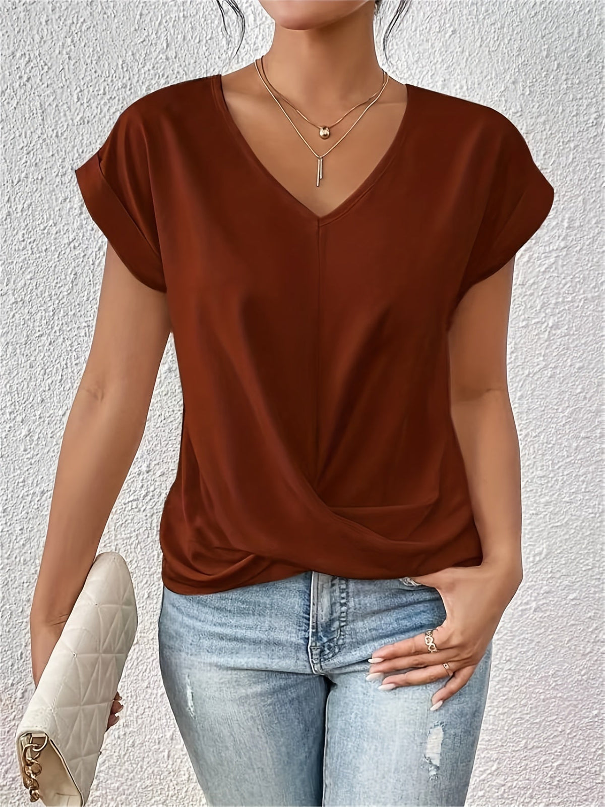 Cleo Women’s T-Shirt with Sweetheart Neckline and Short Sleeves 3