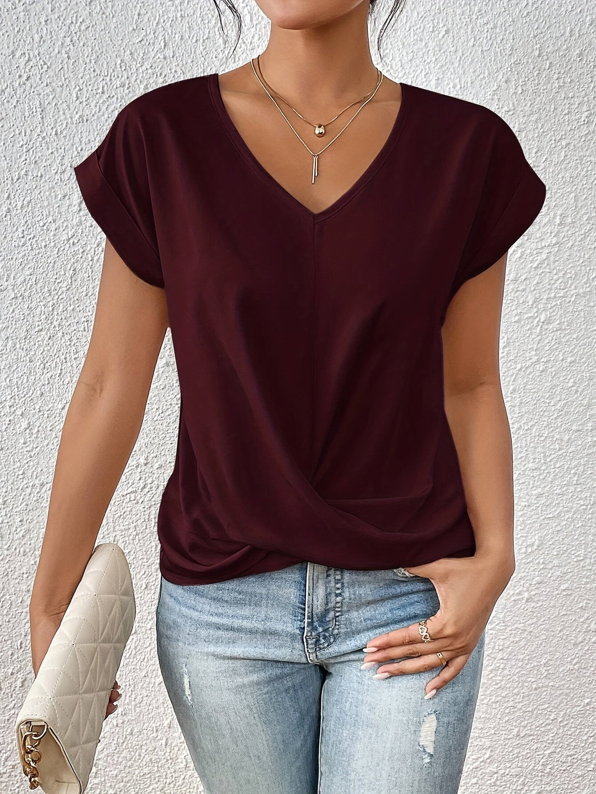 Cleo Women’s T-Shirt with Sweetheart Neckline and Short Sleeves 8