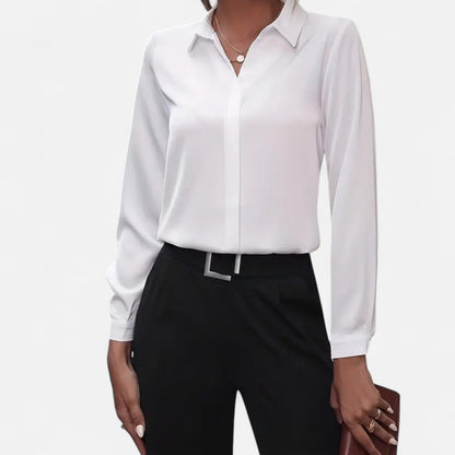 Cora Women’s Blouse with V-Neck Collar and Relaxed Fit Design 4