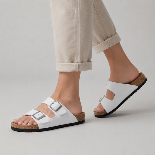 Duo Unisex Sandals with Double Adjustable Buckle Straps and Contoured Footbed 0