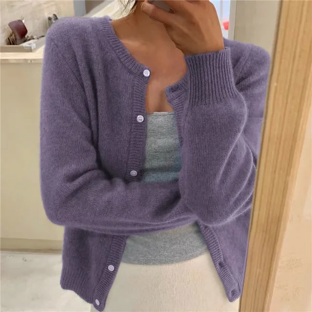 Elara Women's Cardigan | Soft Knit, Crew Neck, Long Sleeve 3
