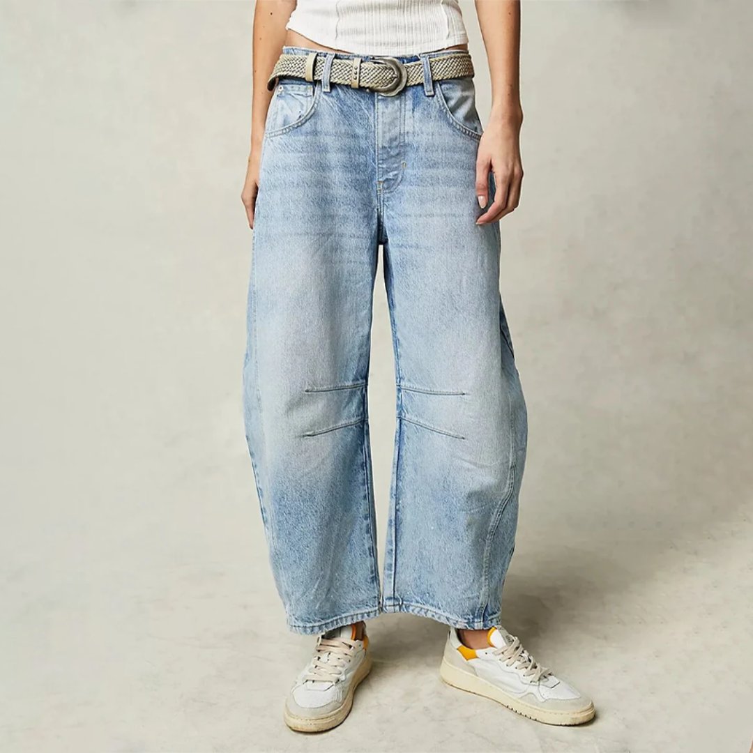 Elara Women’s Jeans with High-Waist Design and Barrel-Leg Shape 0