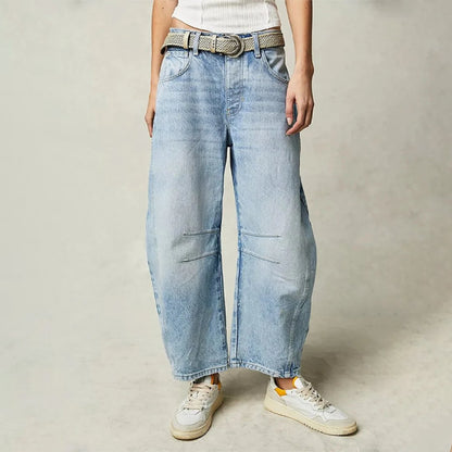 Elara Women’s Jeans with High-Waist Design and Barrel-Leg Shape 0