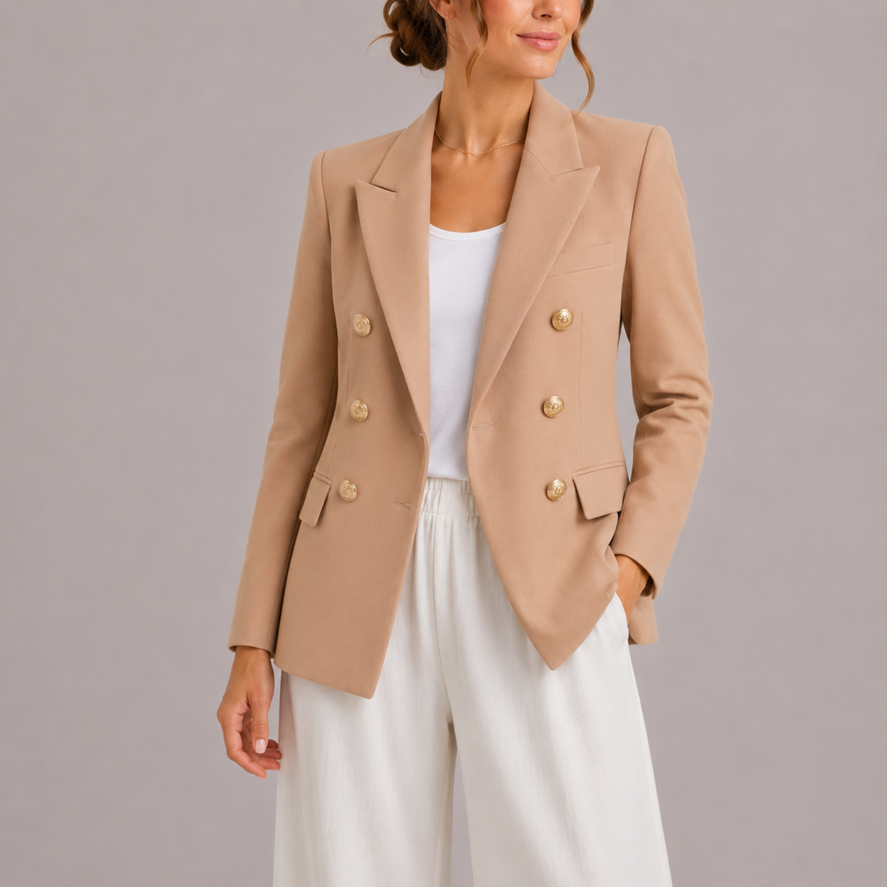 Elaria Women's Blazer | Tailored Fit, Double-Breasted with Gold Buttons 2