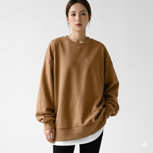 Elena Women’s Oversized Sweatshirt with Relaxed Fit and Ribbed Cuffs 0