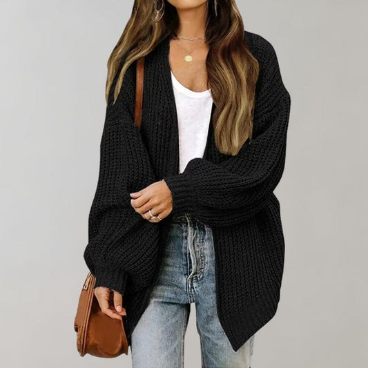 Elysia Women's Black Cardigan | Soft Knit, Open Front Design 0