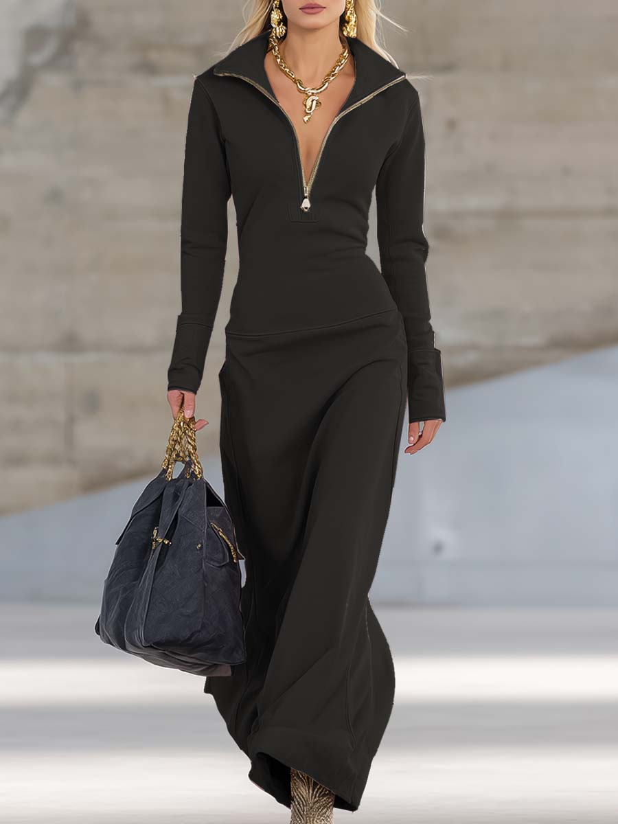 Elysia Women’s Maxi Dress with Hooded Zip Front and Long Sleeves 9