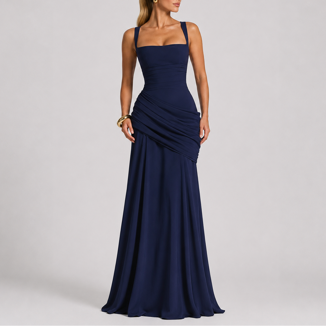 Elysia Women’s Maxi Dress with Ruched Waist and Square Neckline for Formal Events 6