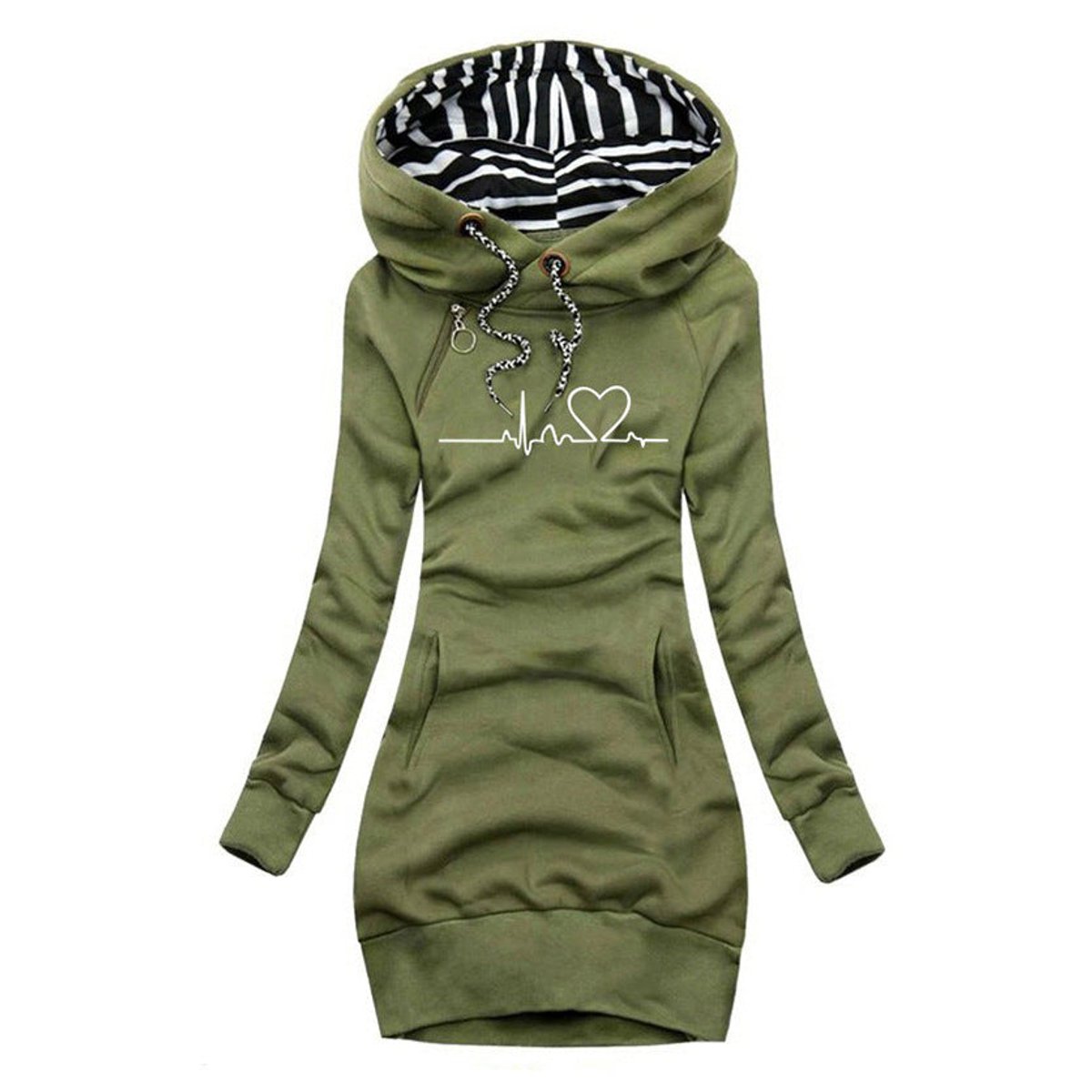Elysia Women's Sweater Dress with Heartbeat Print and Long Sleeves 1