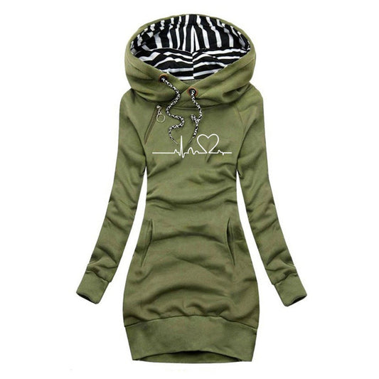 Elysia Women's Sweater Dress with Heartbeat Print and Long Sleeves 1