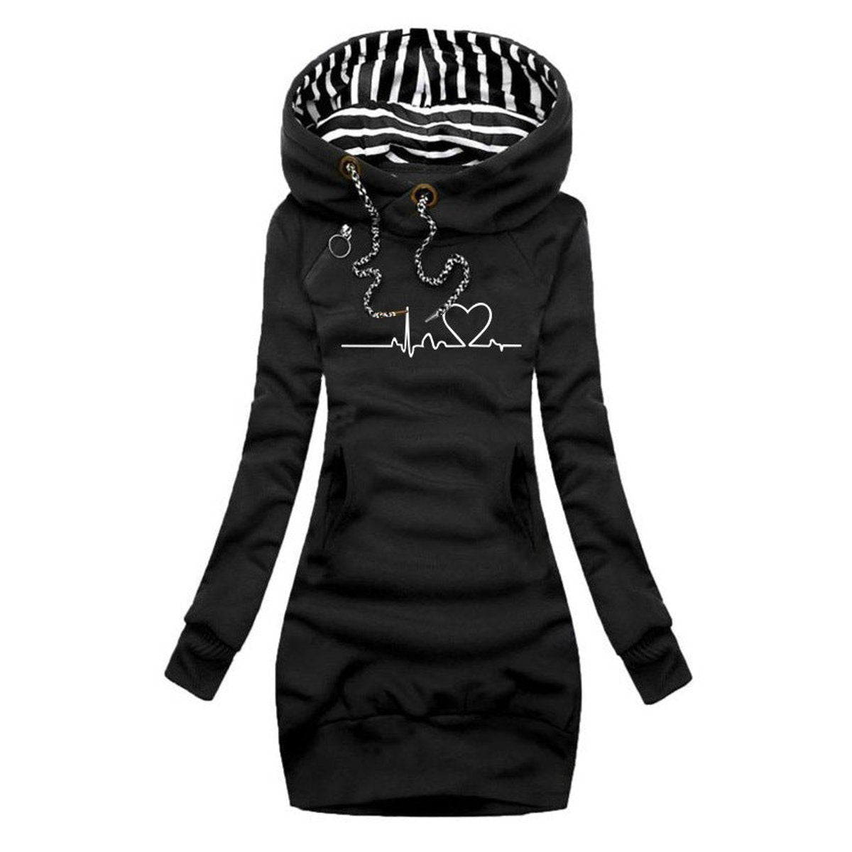 Elysia Women's Sweater Dress with Heartbeat Print and Long Sleeves 2