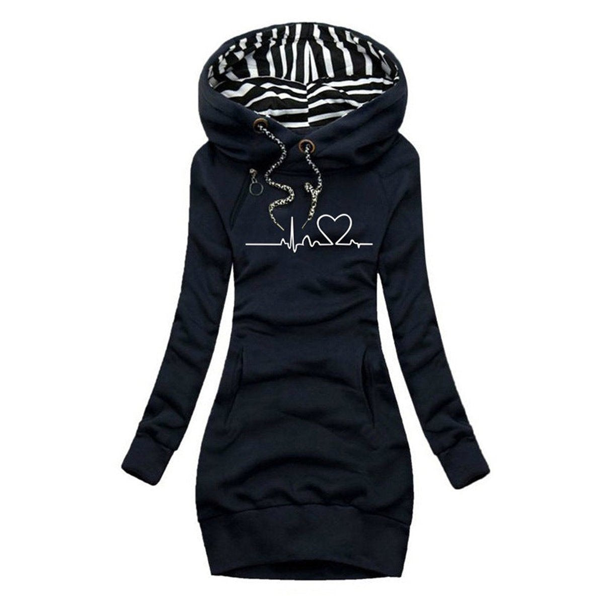 Elysia Women's Sweater Dress with Heartbeat Print and Long Sleeves 3