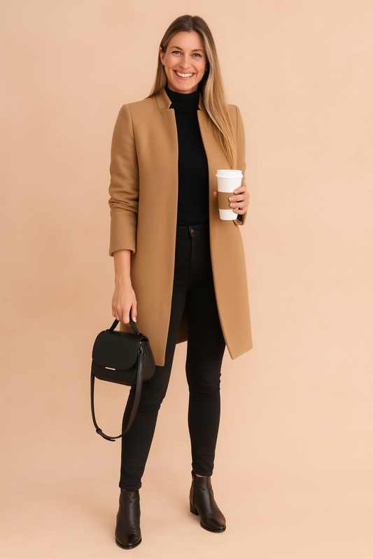Elysian Women's Coat | Slim Tailored Polyester Blend, Minimalist Design 0