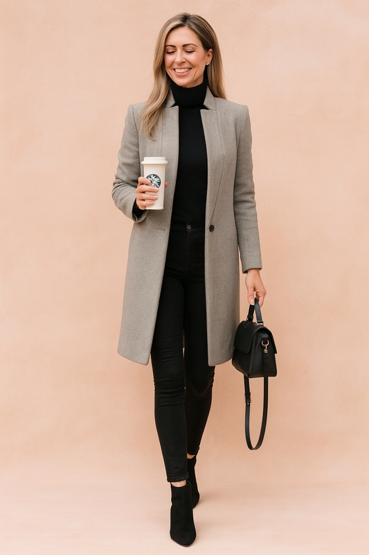 Elysian Women's Coat | Slim Tailored Polyester Blend, Minimalist Design 1