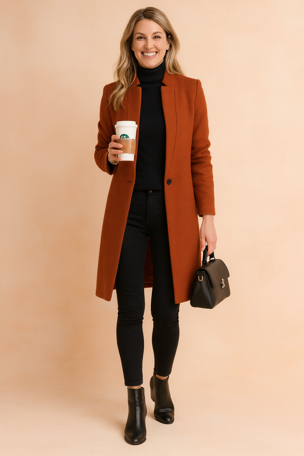 Elysian Women's Coat | Slim Tailored Polyester Blend, Minimalist Design 2