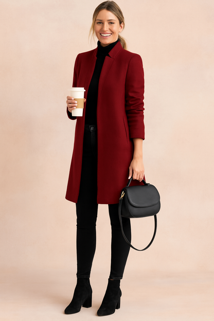 Elysian Women's Coat | Slim Tailored Polyester Blend, Minimalist Design 3
