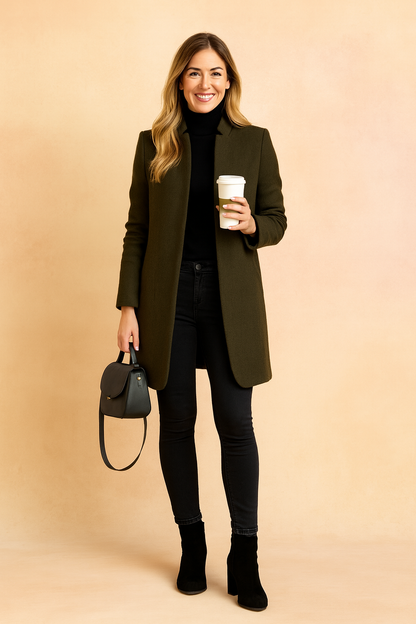 Elysian Women's Coat | Slim Tailored Polyester Blend, Minimalist Design 4