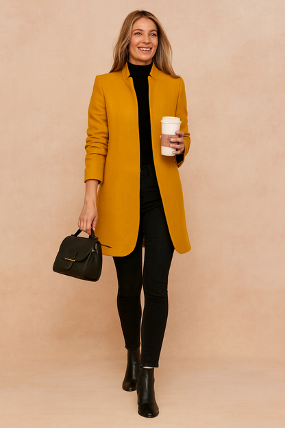 Elysian Women's Coat | Slim Tailored Polyester Blend, Minimalist Design 5