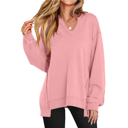 Ember Women’s Oversized Sweatshirt with V-Neck and Ribbed Cuffs 1